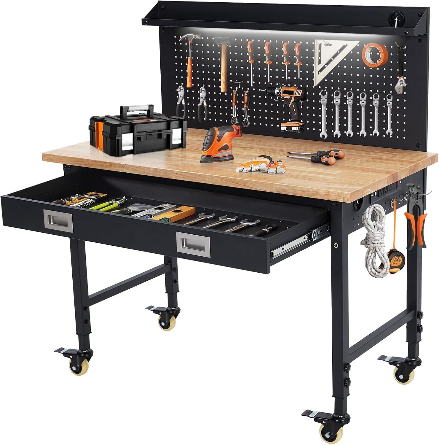 Workshop Tools Bench - Tacleekii 48x24인치 조절 가능한 작업대, 서랍