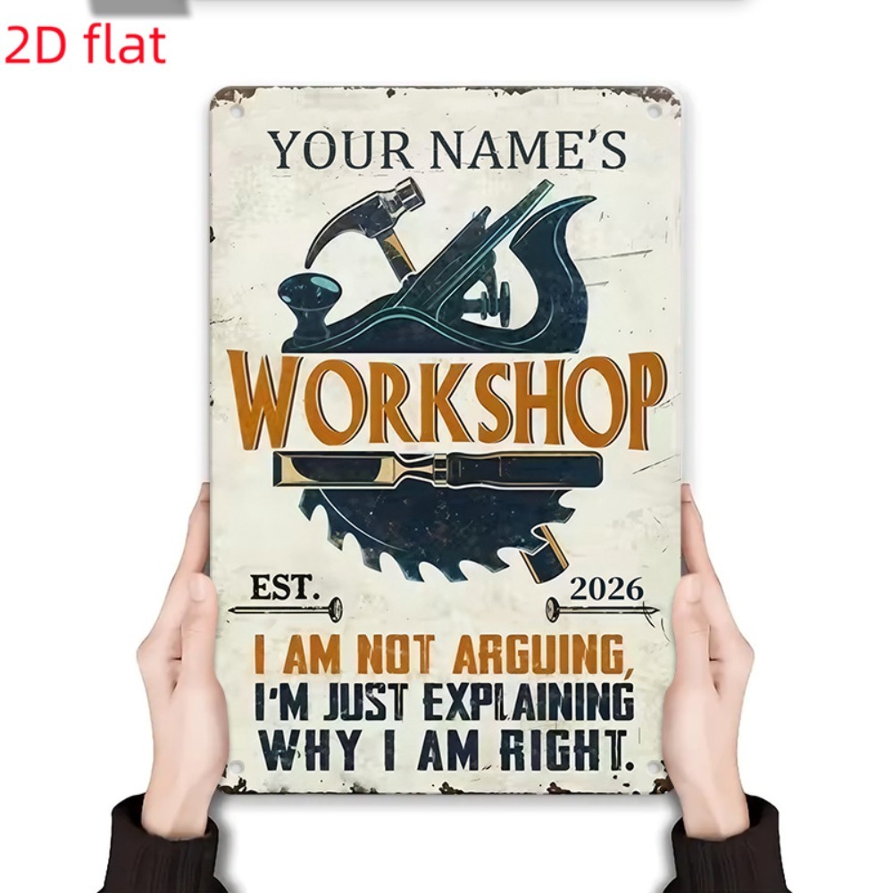 [2D 플랫] 1개 맞춤형 이름 작업장 금속 간판 목수 - Tools Name In Workshop 리뷰 및 가격
