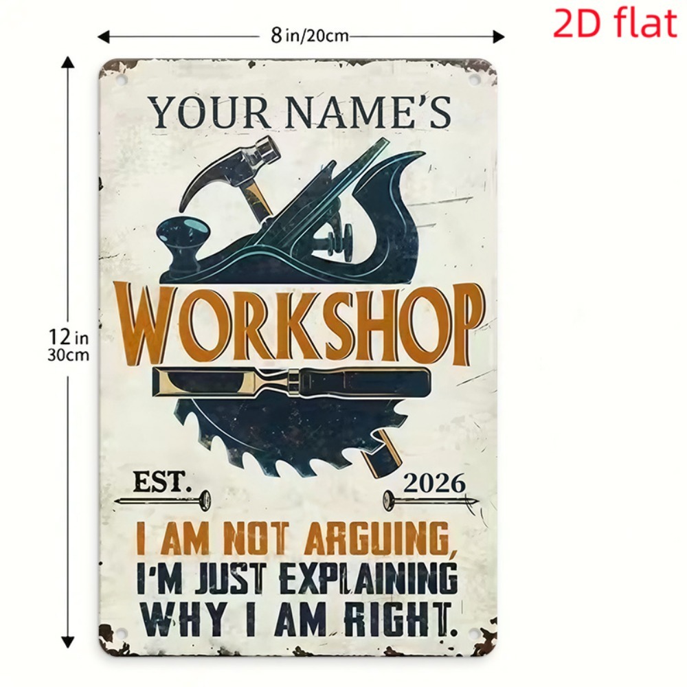 [2D 플랫] 1개 맞춤형 이름 작업장 금속 간판 목수 - Tools Name In Workshop 리뷰 및 가격