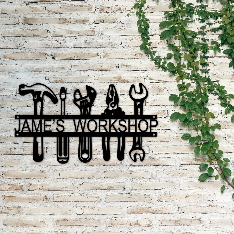 맞춤형 이름 산업 스타일 철제 벽 장식 도구 디자인,  - Tools Name In Workshop 리뷰 및 가격