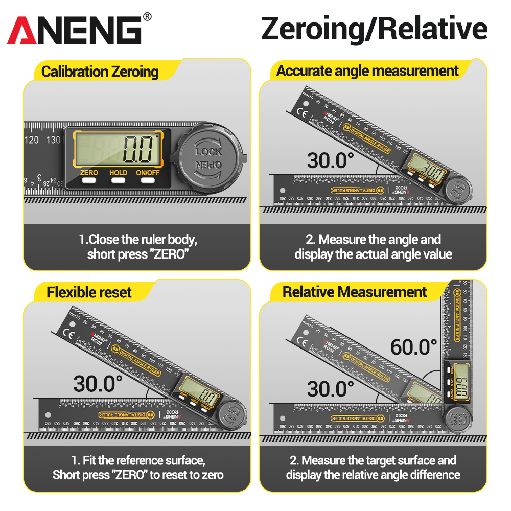 ANENG RC02 디지털 각도기 360도 °   각도 - Workshop Measuring Tools 리뷰 및 가격