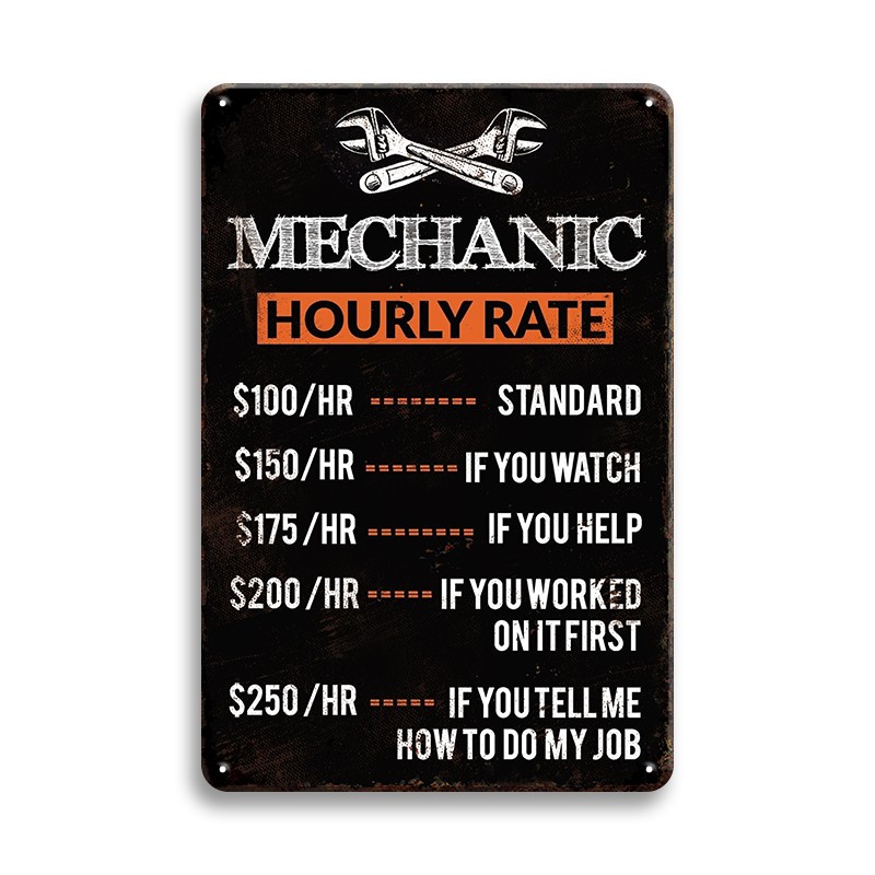 1개, 정비사 시간별 요금 금속 틴 사인, 렌치 도구  - Workshop Tools Hours 리뷰 및 가격