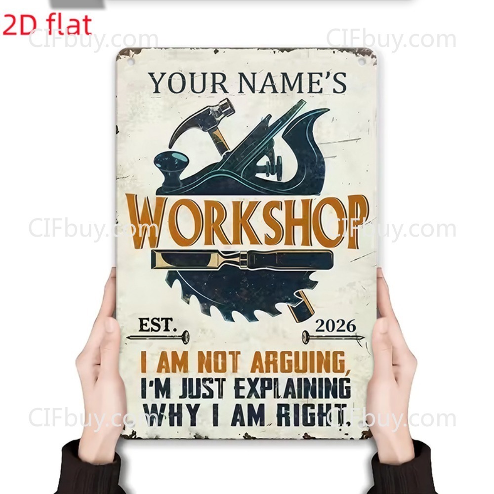 맞춤형 이름 워크샵 금속 간판 1개 [2D 평면] 목수 - Tools Name In Workshop 리뷰 및 가격